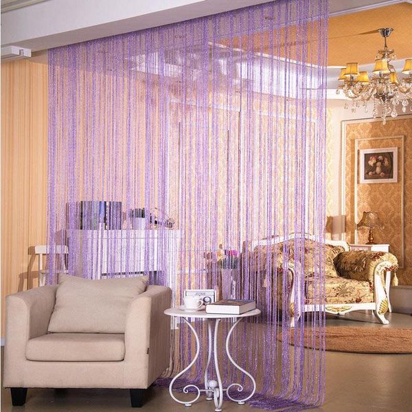 

curtain & drapes 2.9x2.9m shiny tassel flash silver line string window door divider sheer curtains valance home decoration