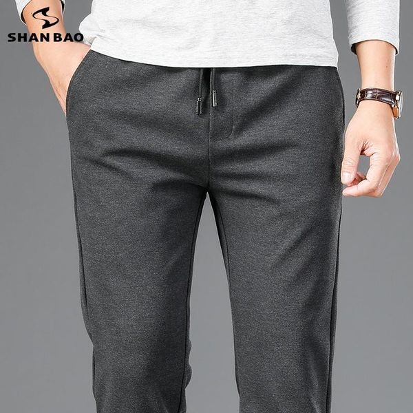 

men's pants shan bao 2021 autumn and winter straight loose waist elastic classic style business trousers, Black
