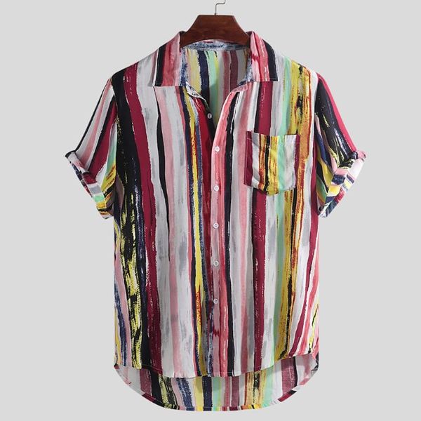 

men's casual shirts summer ethnic style vintage multi color short sleeve hawaii beach loose clothes men camisa masculina, White;black