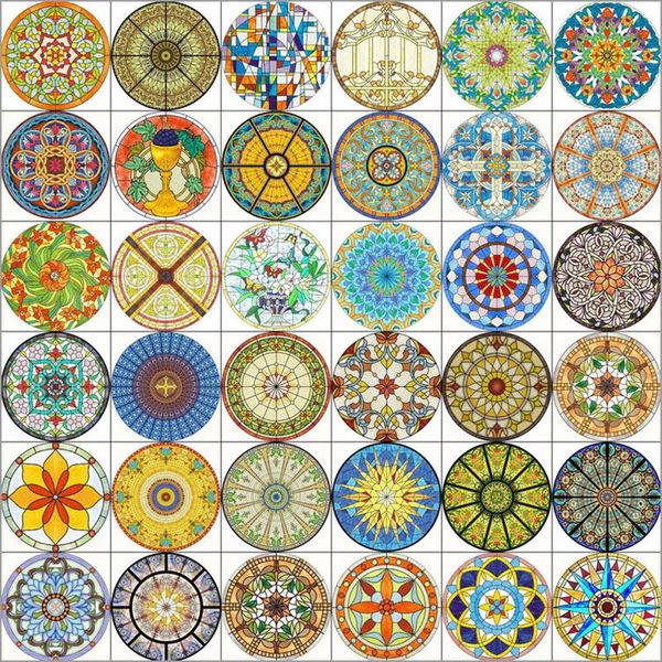 

window stickers stained glass wndow film frosted films forest custom size door sticker light box poster for circular home decor