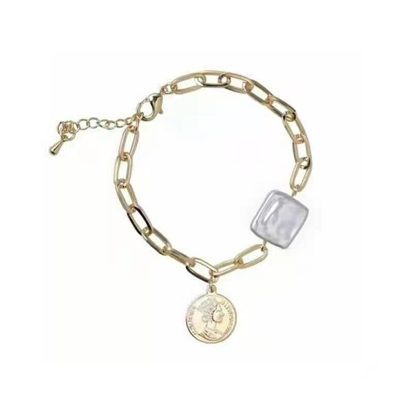 

link, chain super elegant adjustable baroque pearls bracelet for women gifts, Black