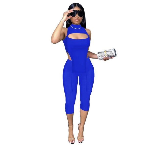 

women's two piece pants fashion casual solid cut out crop vest pieces set nightclub wear, White