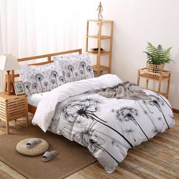 

bedding sets black and white dandelion fashion duvet cover king  kids boys girls bed set quilt comforter covers