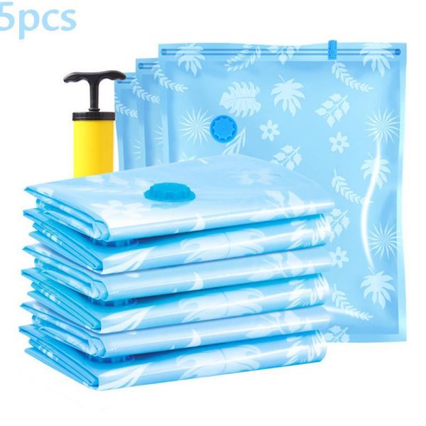 

storage bags 5pcs convenient vacuum bag for clothes quilt transparent foldable compressed organizer space saving seal packag