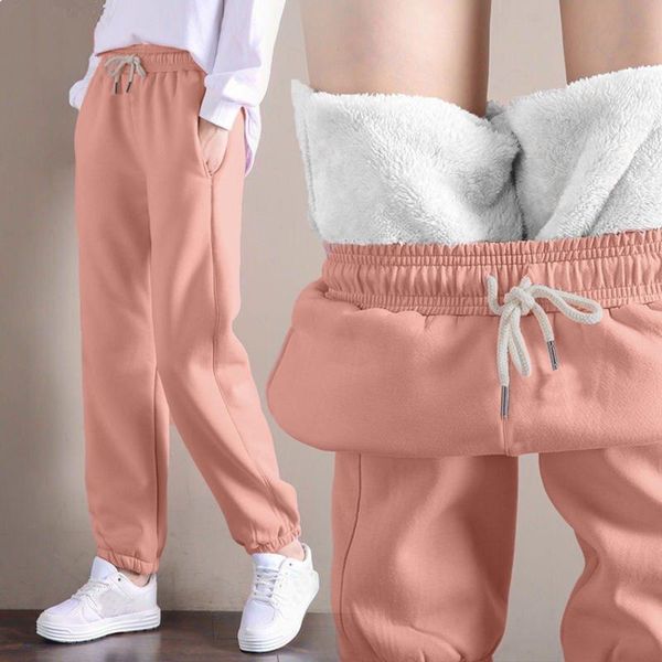 

women's pants & capris women winter warm sweatpants thick trousers keep plus velvet woman size long fashion casual soild wild leg, Black;white