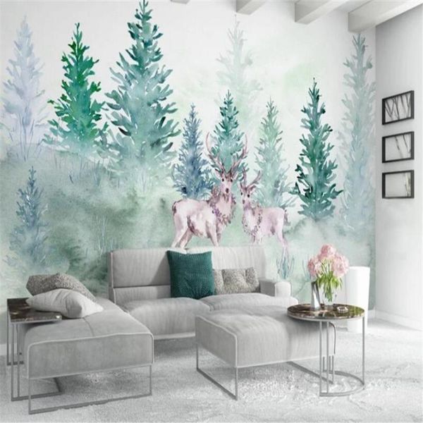 

wallpapers milofi custom 3d wallpaper mural nordic style abstract woods elk living room tv background sofa