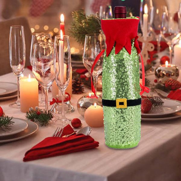 

sequin christmas wine bottle bag covers christmas decoration 1221735