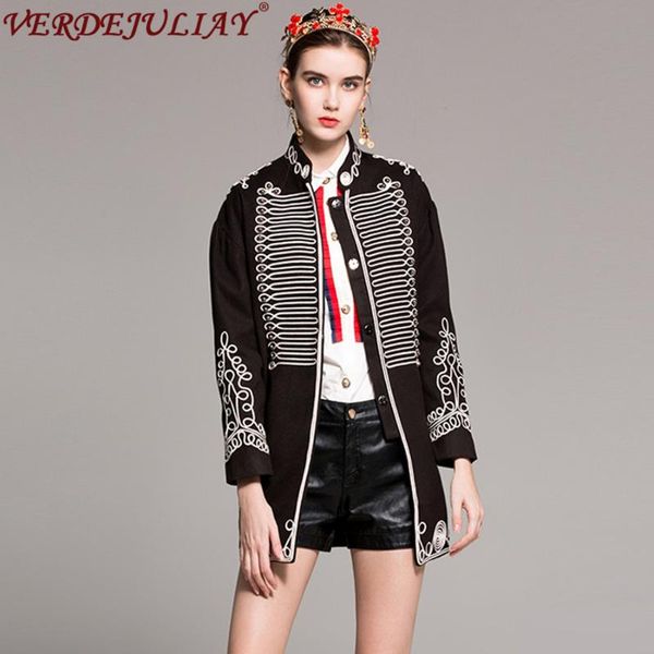 

women's wool & blends wholesale female embroidery color patchwork long vintage european loose black coat