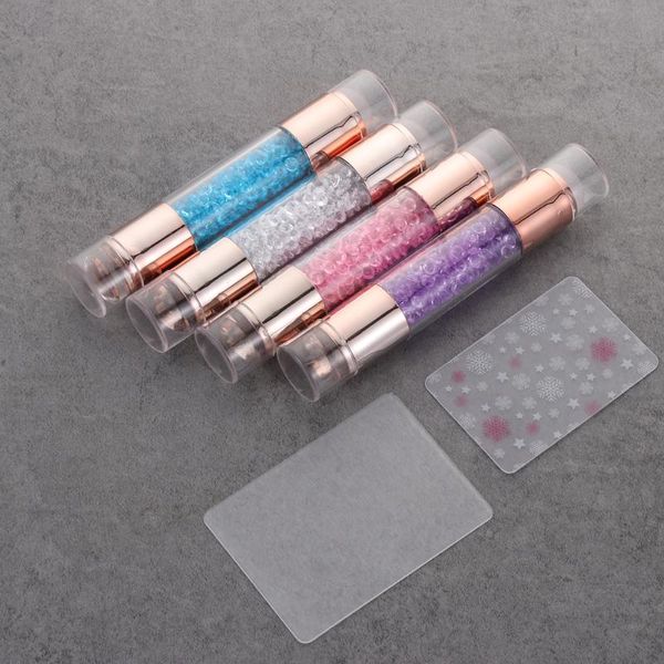 

nail art equipment 3pcs dual-ended stamper scraper for stamping plate clear white silicone head manicure image stencil tool, Silver