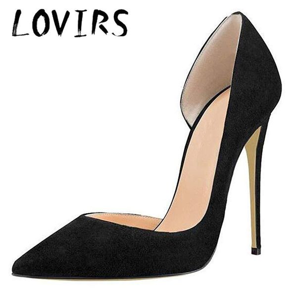 

dress shoes lovirs womens pointed toe high heel slip on stiletto suede pumps wedding party large size, Black