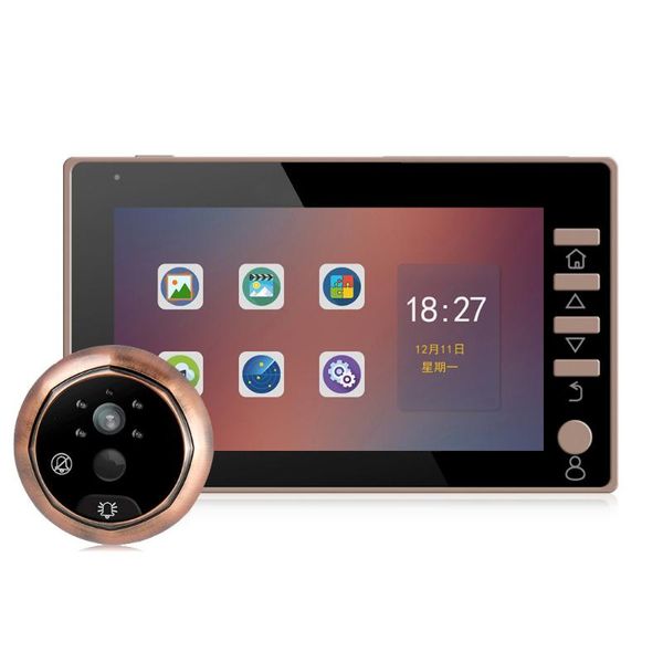 

peephole door camera 4.5 inch color screen with electronic doorbell led lights video viewer video-eye home security doorbells