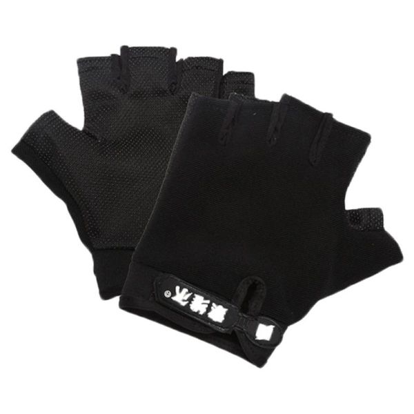 

pair sports breathable half finger fitness anti-skid workout cycling gloves, Black