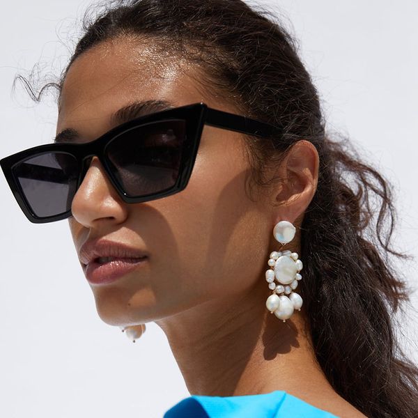 

earrings za with simple white artificial pearl tassel and court style, Golden