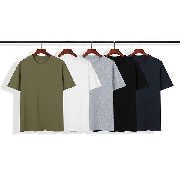 

men's brand pure cotton short-sleeved t-shirt fashion casual black and white gray army green dark blue m-2xl, White;black