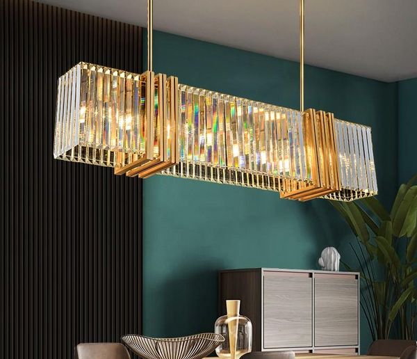 Lampadario di cristallo moderno per sala da pranzo, isola della cucina, lampada di cristallo a led, decorazioni per la casa di lusso, lampada da appendere in oro