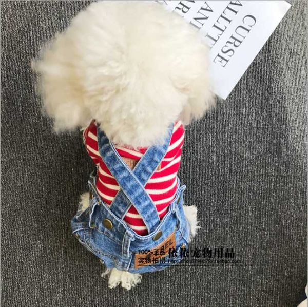 

dog apparel spring and autumn jeans simple fashion denim fabric versatile overalls pet clothing pants teddy