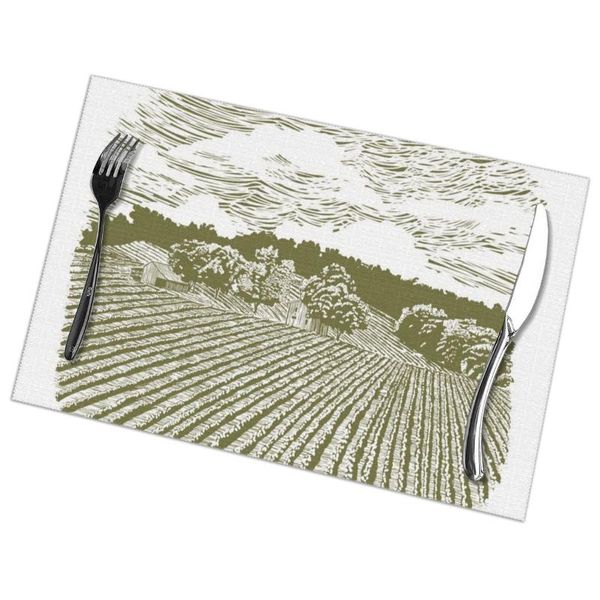

table mats drink placemats farm on highway coffee mug cup coasters 6 pcs non-slip pads &