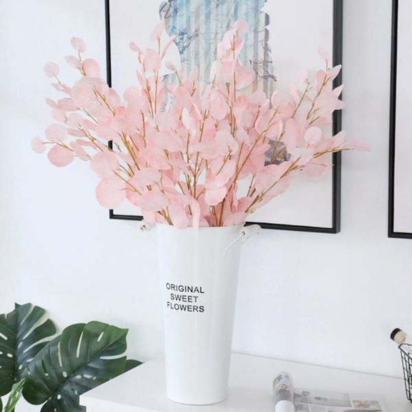 

decorative flowers & wreaths wedding party favor 10pcs/lot 85cm pink blue plastic apple leaf cafe home nordic art decor artificial eucalyptu