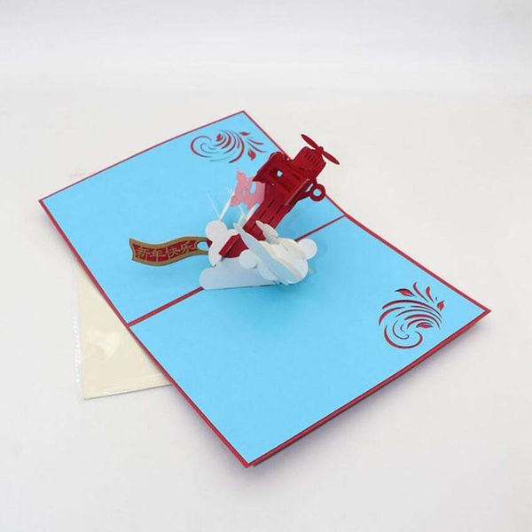 

greeting cards cartoon airplane pig spring festival paper 3d handmade postcard year blessing friend gift