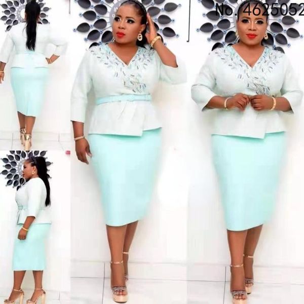 

ethnic clothing african dresses for women long sleeve v-neck polyester plus size office dress clothes 2xl-6xl, Red