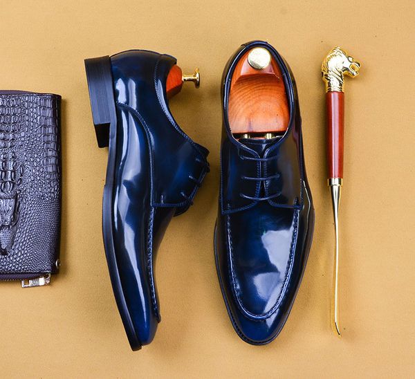 

dress men shoe genuine leather luxury brand handmade mens black patent wedding shoe formal party men oxford shoes