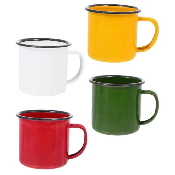 

mugs 4 pcs lovely and exquisite enamel small glasses retro (assorted color)