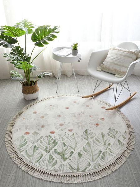 

carpets modern round tassel carpet and rug for living room fresh girls flower soft coffee table floor mat decor cloakroom