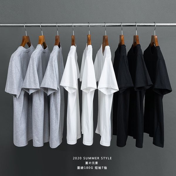 

short short sleeve t-shirt men's large round neck t-shirt, White;black