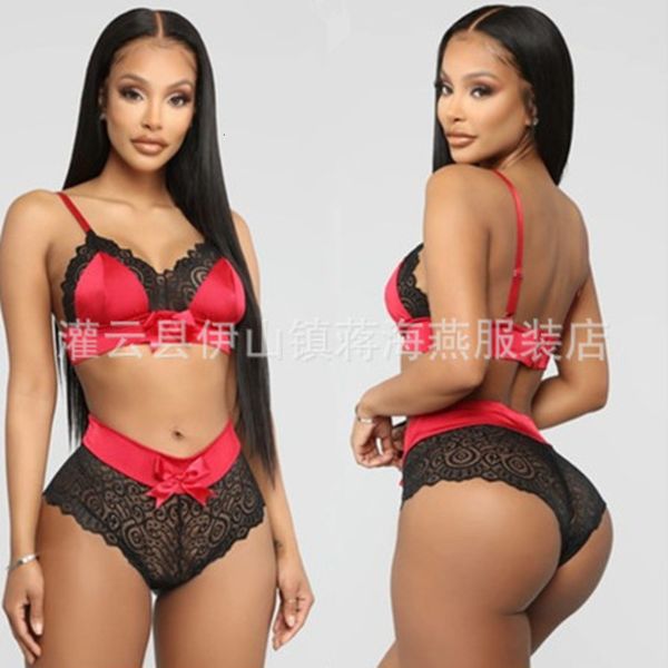 

fun style underwear three point lace bra sling suit, Black;white