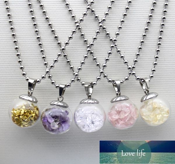

new arrival 7 chakra wishing bottle pendulum reiki natural chip stone crystal pendant necklace for women divination amulet gift, Silver