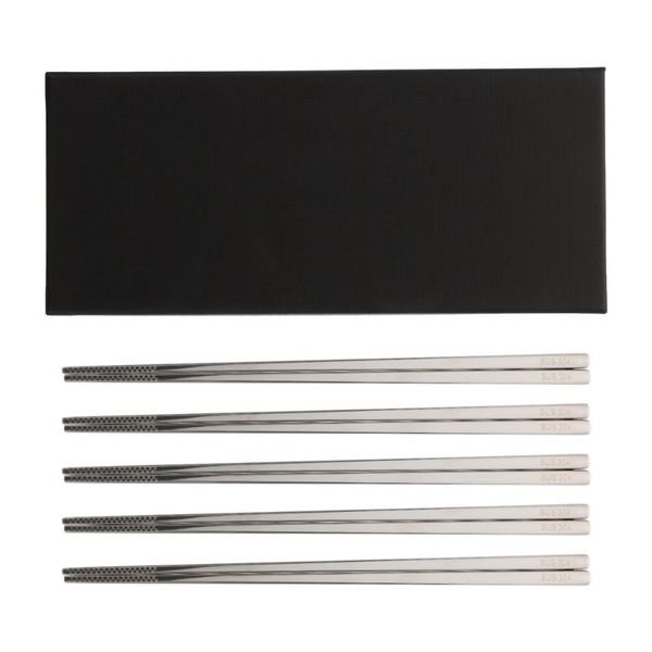 

chopsticks 5 pairs durable stainless non-slips reusable (silver)