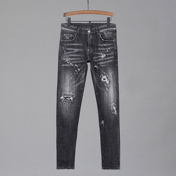 

men's jeans original european pants italy brand black men slim denim trousers button hole pencil, Blue