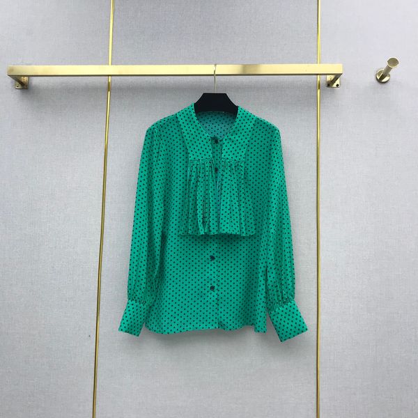 

spring 22 new wave dot printed silk shirt, White