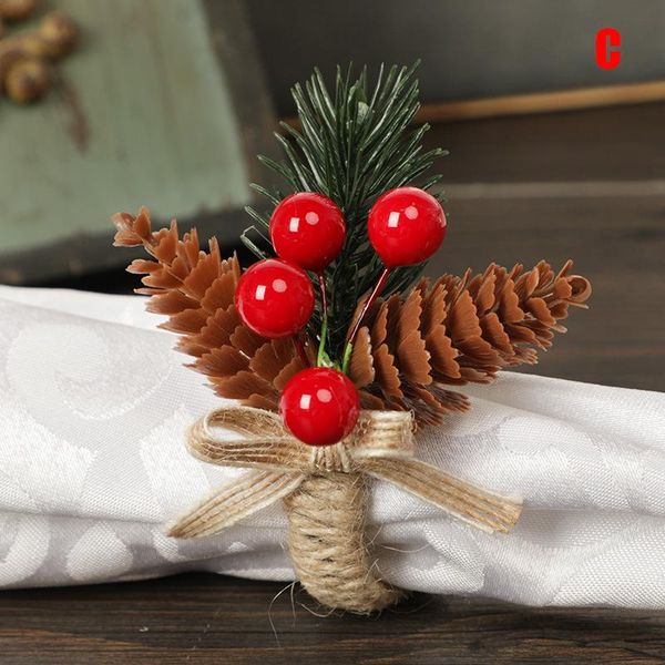 

napkin rings christmas ring dining table decorative pine cone flower buckle wedding party holder towel ringstableware
