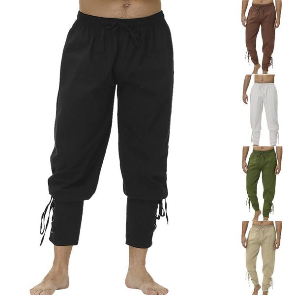 

men's pants moletom masculino ankle banded cuff costume with drawstrings solid all-match daily pantalones hombre, Black