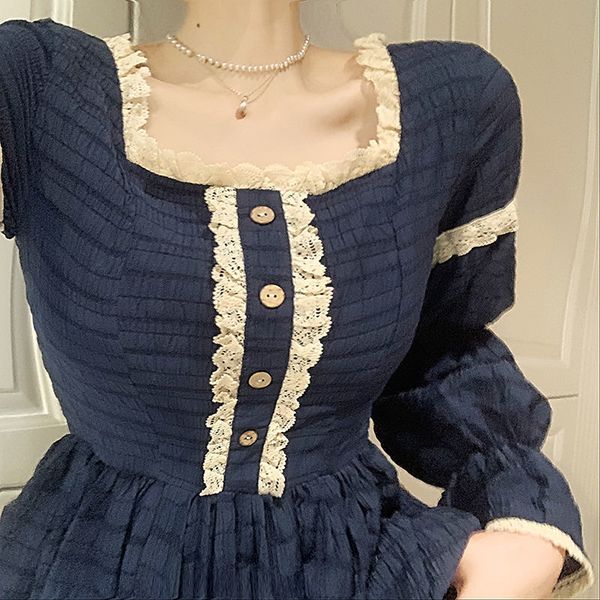 

dresses sweet lolita autumn elegant patchwork party midi female japan style kawaii fall es for women a43c, Black;gray