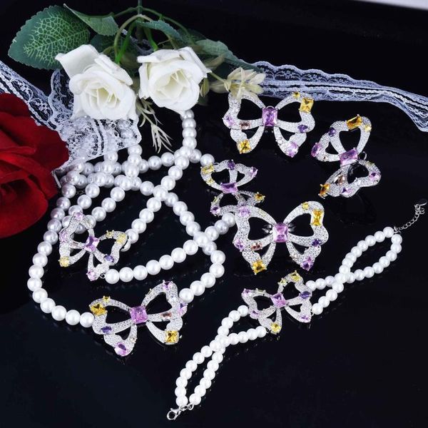 

earrings & necklace 2021 fashion kpop butterfly pearl choker cute double layer chain earring bracelet ring for women jewelry girl gifts, Silver