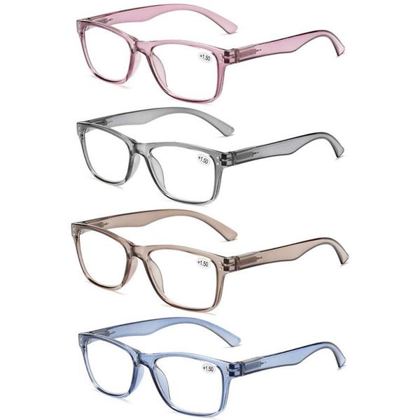 

sunglasses fashion reading glasses for men and women plastic frame clear lens rectangle spring hinge color eyeglasses presbyopic, White;black