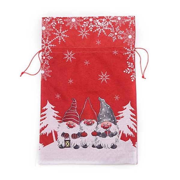 

gift wrap christmas decoration linen printed forester bag drawstring wrapping children's holiday candy
