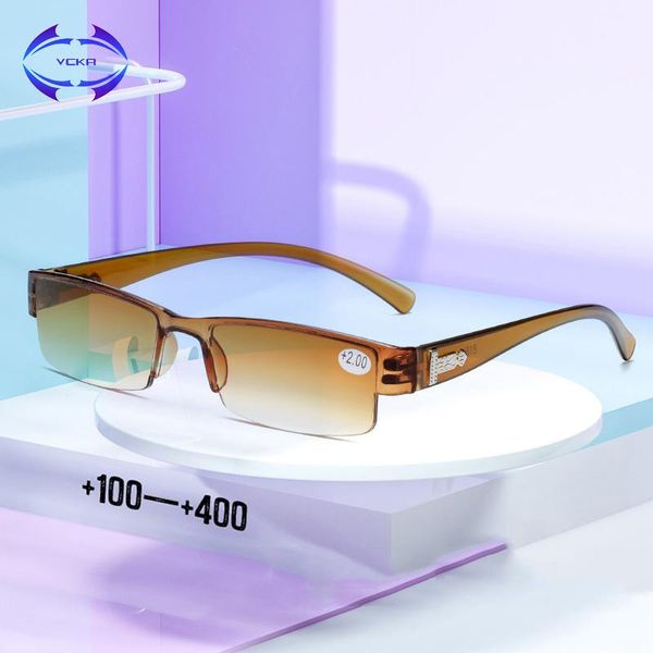 

sunglasses vcka 2021 square tr90 reading glasses rimless men women ultra-light frameless spectacles all-in-one eyewear +1.00 to +4.00, White;black