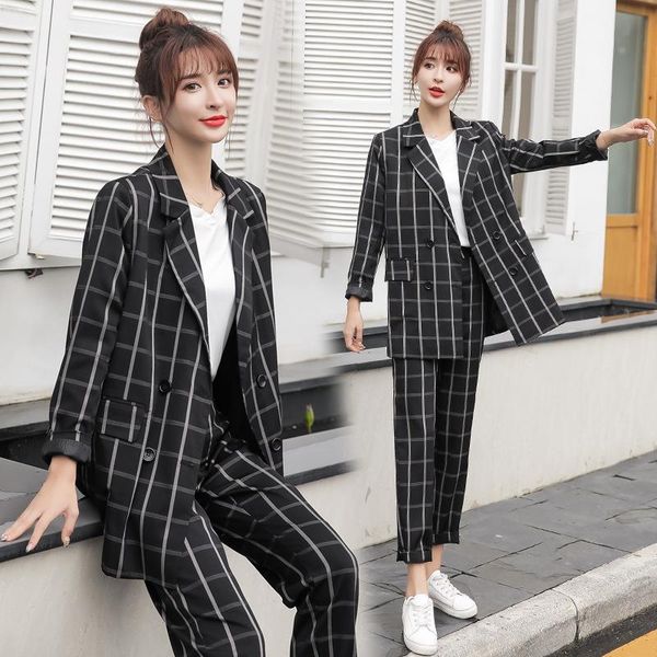 Kadınlar Suits Blazers Ladies, Sonbahar ve Kış Yüksek Ending Moda Ekose Koreli versiyonu Kendi Kendini Takas Koreli Versiyon