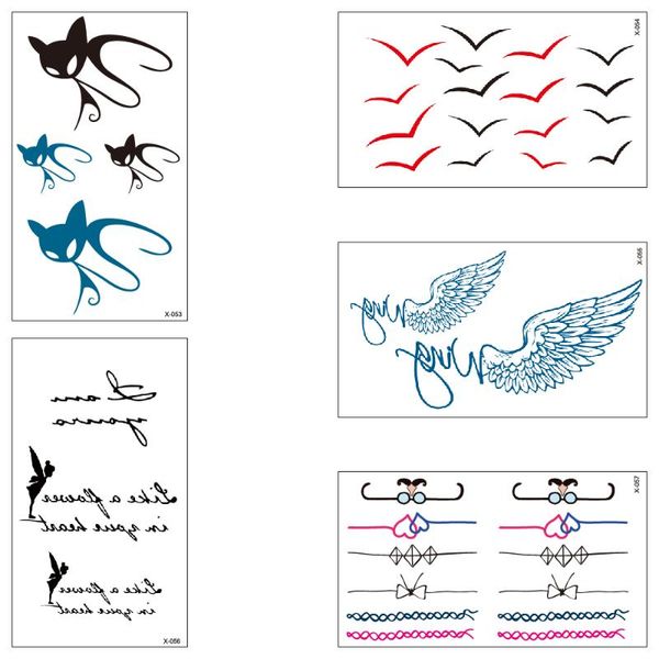 

temporary tattoos tattoo water transfer cat wings bird text stickers boy girl beautiful makeups fashion body art x053-057