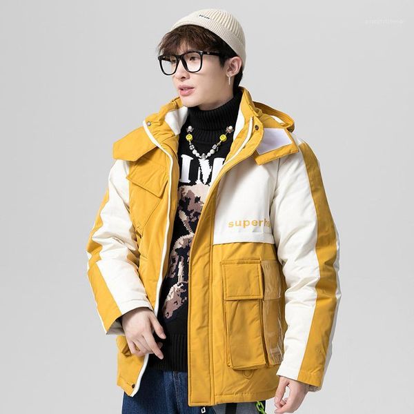 

men's winter cotton padded jacket leisure loose fit korean down jackets man outwear & parkas, Black