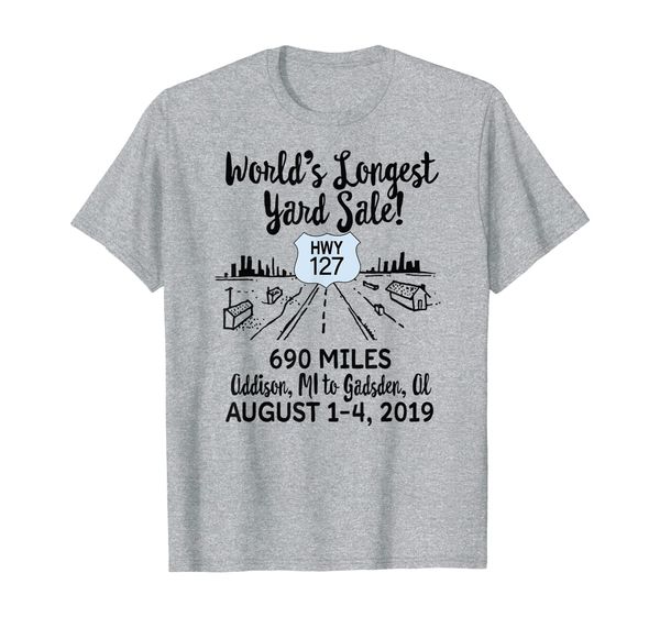 

world's longest hwy 127 yard sale 2019 t shirt, White;black