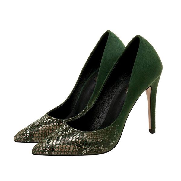 

fashion snake texture thin high heel career shoes female single ol dressing pump wholesale small big size 31-44 dress, Black