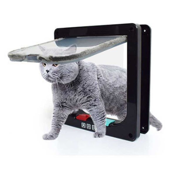 

cat carriers,crates & houses intelligent control door pet flap cats hole dogs gate kennel with 4 way security lock s/m/l kit supplies