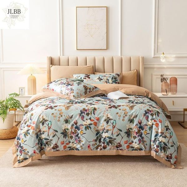 

bedding sets floral birds watercolor leaves flowers art print duvet cover set 4pcs 100%egyptian cotton with bed sheet 2pillowcase