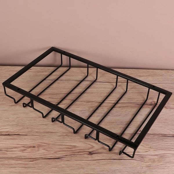 

kitchen storage & organization iron art glass cup holder durable rack hanger hanging stand for bar home (black, 4-slot )