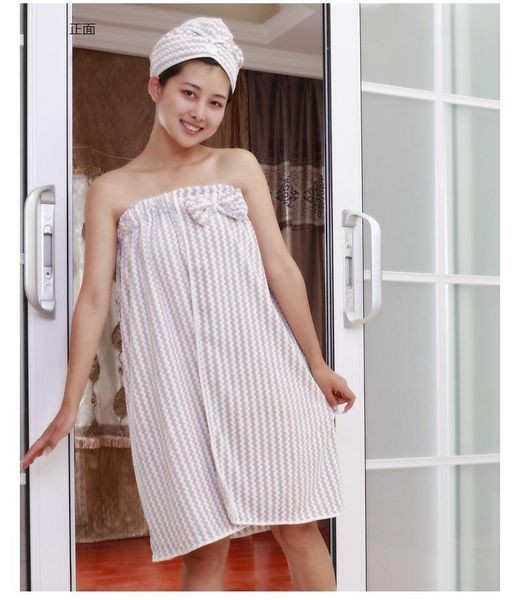 

towel women bath with hair drying cap soft and absorbent wrap for shower