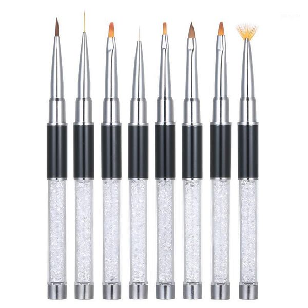 

5/8/12pcs nail brush kit art design painting drawing polish pen tools brushes set salon1, Yellow